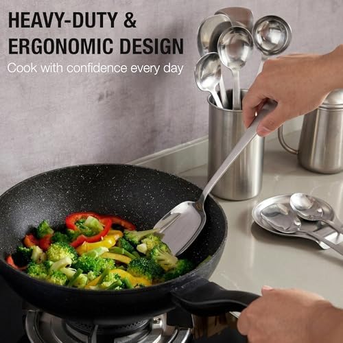 304 Stainless Steel Serving Spoon Set (6-Piece) – Soup Ladle, Rice