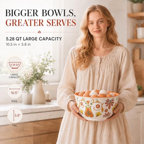 TP Melamine Mixing Bowl Set with Lids, Salad Bowl Set of 3, Aztec