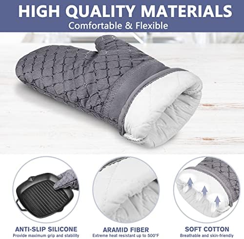6-Piece Oven Mitts and Pot Holders, Grey