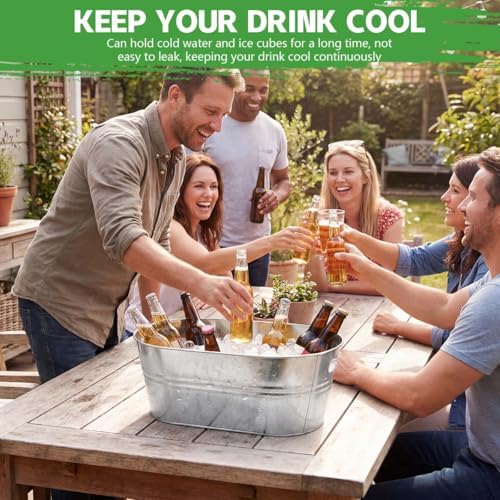 OBTANIM 3 Pack 4 Gallon Galvanized Ice Buckets Metal Champagne Drink