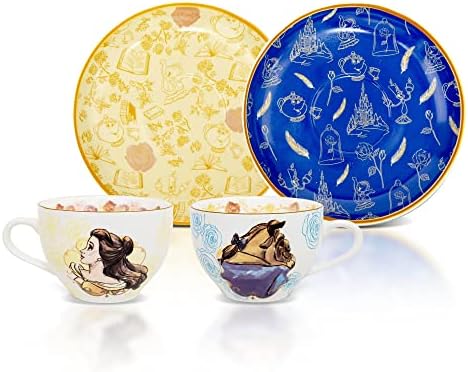 Disney Beauty and the Beast Bone China Teacup and Saucer, Set of 2