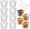 8 Set Small Glass Bowls with White Lids 6.8oz Dessert Pudding Cup