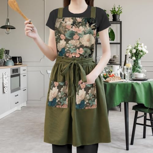 Aprons for Women with Pockets, Vintage Pinafore Apron for Kitchen