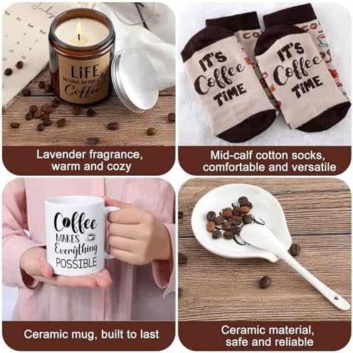 Vabean 7 Pack Coffee Gift Basket for Women Men, Christmas Coffee Lover