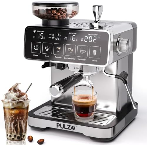 PULZO Espresso Machine with Grinder, 20 Bar, Touch Screen