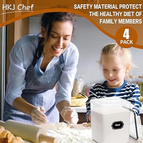 HKJ Chef 4-Pack Airtight Food Storage Containers, 5.2L / 176oz