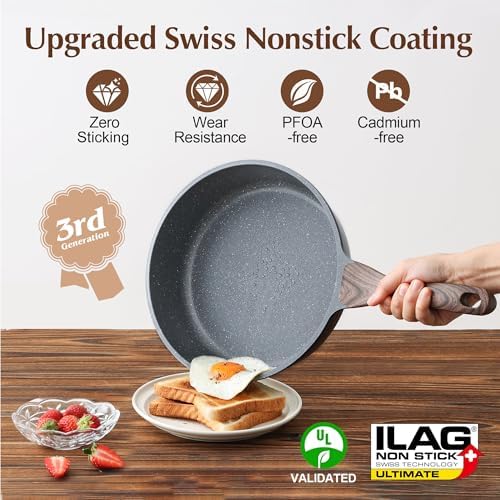 SENSARTE Nonstick Skillet, Deep Frying Pan 10/11/12-inch, Saute Pan