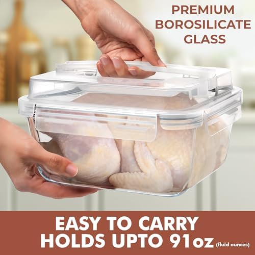 Razab 2700ml Glass Food Storage Containers with Lids