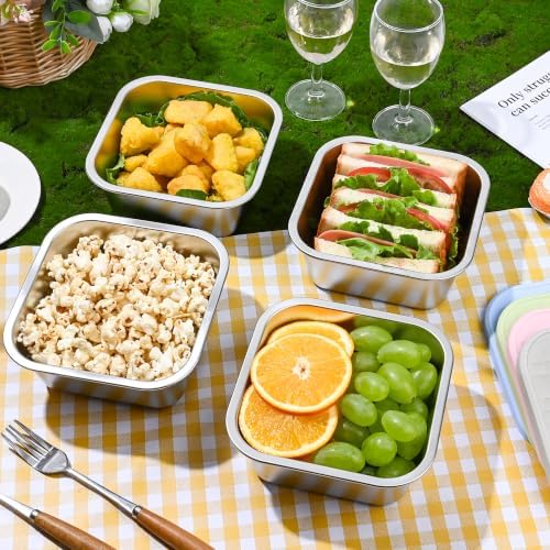 4 Pack Stainless Steel Sandwich Containers, 32 oz