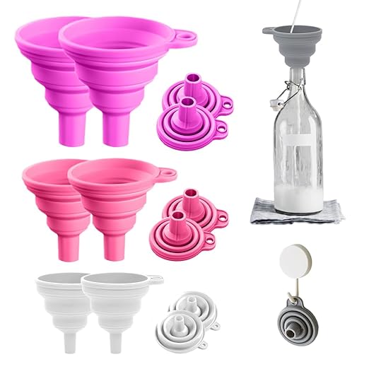 6 Pack Collapsible Silicone Funnels by JUDUNA