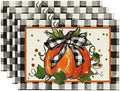 Artoid Mode Pumpkin Buffalo Plaid Fall Placemats Set of 4-12 x 18 Inch