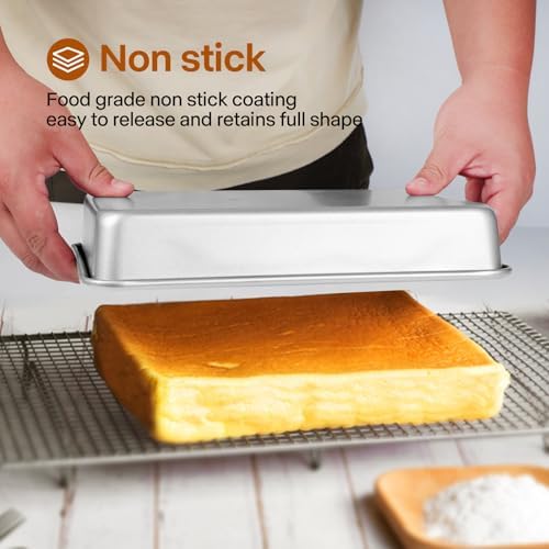 9x11 Baking Pan, Toaster Oven Rectangle Cake Pan Heavy Duty, Silver