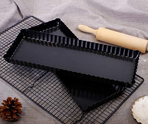 Webake 14 Inch Heavy Gauge Carbon Steel Non-stick Rectangular Tart Pan
