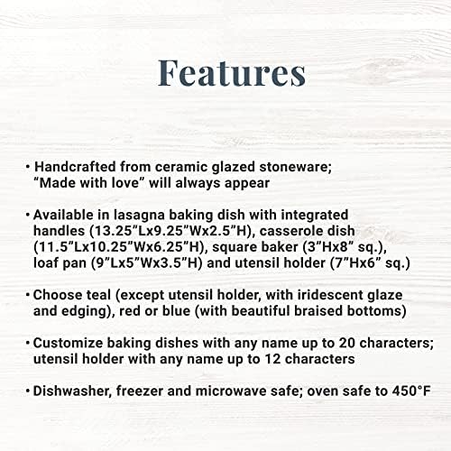 Let's Make Memories Personalized Made With Love Stoneware Casserole