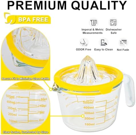 CARTMAN Glass Citrus Lemon Juicer Set, Yellow