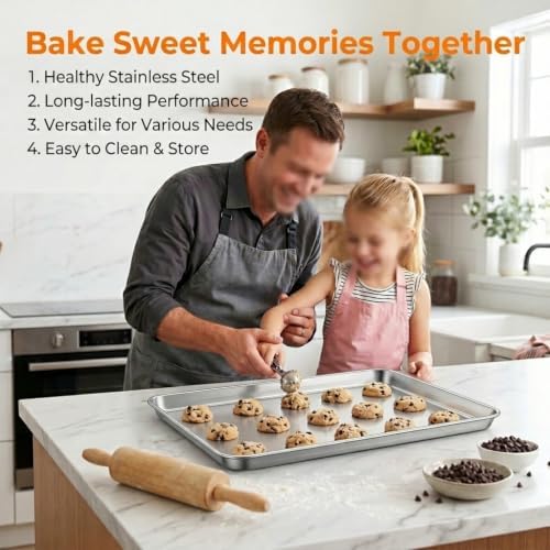TeamFar Baking Sheet, 17.6"x 13"x 1" Stainless Steel Large Cookie