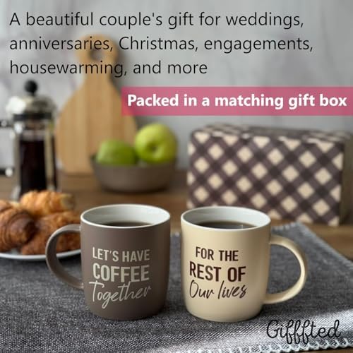 Triple Gifffted Lets Have Coffee Together Mug Set For Couples, 13oz