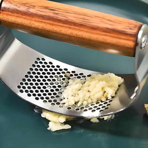 Stainless Steel Garlic Press Rocker with Ginger Crusher