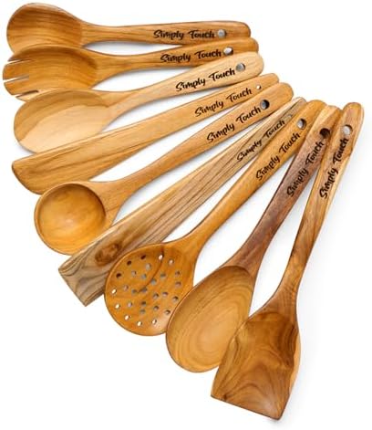 Simply Touch 9-Piece Natural Wood Kitchen Utensil Set