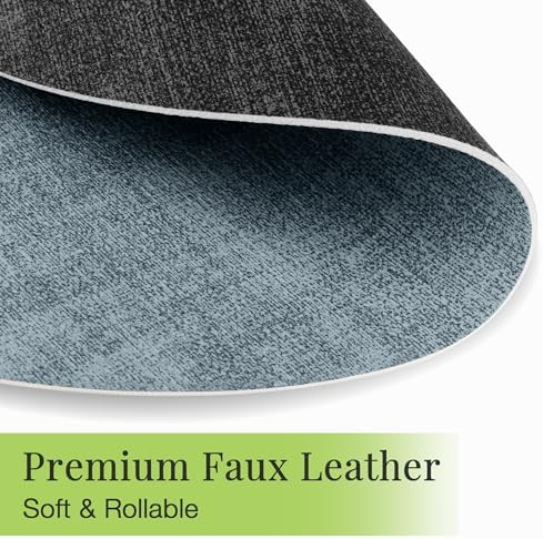 Fyvva Placemats Set of 4, 13" Round Reversible Faux Leather with