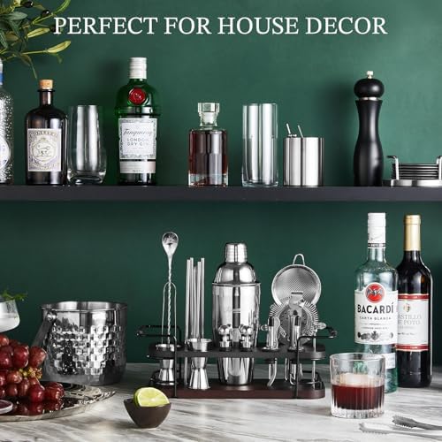 KITESSENSU Cocktail Shaker Set Bartender Kit with Stand | Complete
