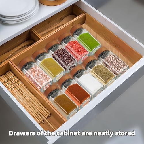 6Pcs 4 oz Square Glass Spice Jars with Label, Empty Spice Containers