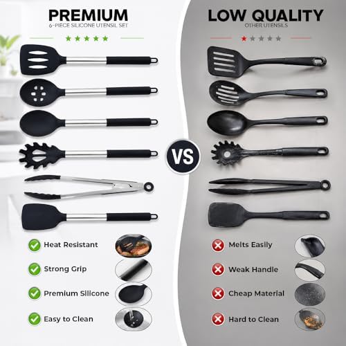 Silicone Cooking Utensils Set, 6 Pcs