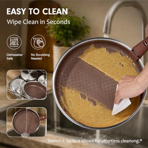 CAROTE 22pcs Hybrid Nonstick Pots and Pans Set, Stainless Steel