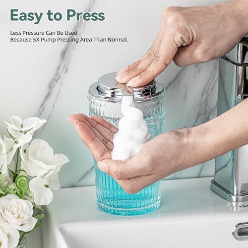 Glass Foaming Soap Dispenser for Bathroom with Silvery Foam Pump