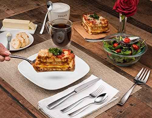 Hudson Essentials 40-Piece Hammered Stainless Steel 18/10 Flatware Silverware Set, Service for 8 (40-Piece Set)