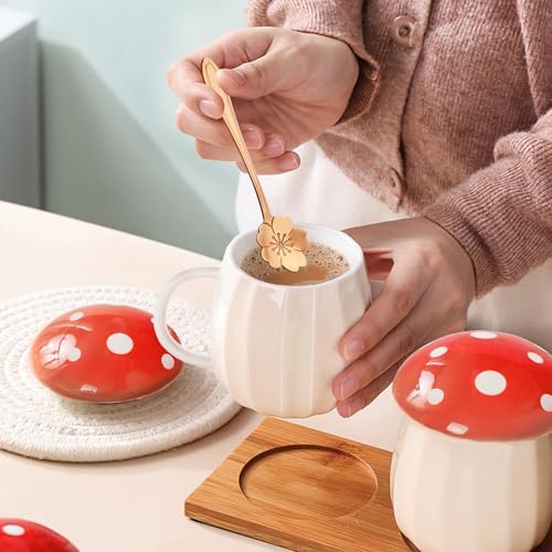 Yalucky Kawaii Cute Mushroom Mug Tea Cup Set Mushroom Stuff for Milk