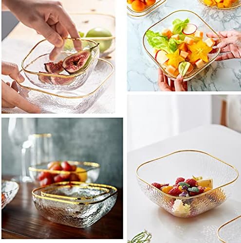 TOSSOW Square Glass Mixing Bowl Set of 2, Serving Bowls All Purpose