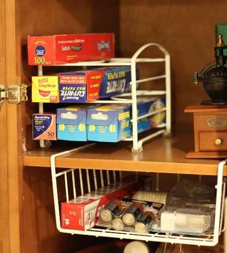 Deco Brothers Wrap Organizer Rack for Kitchen Cabinet, White