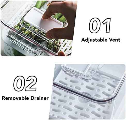 elabo Fridge Fruit Storage Containers, 3 Pack