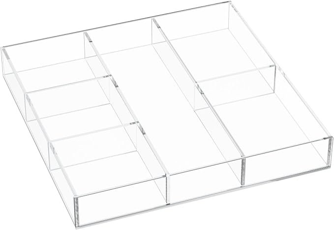 HIIMIEI Acrylic Drawer Organizer, 6 Section Clear Makeup Tray Organizer by HIIMIEI