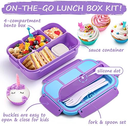 QQKO Bento Lunch Box for Kids Girls Boys, Toddler Kids Lunch Boxes for