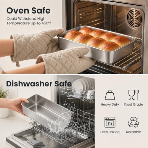 2 Pack Loaf Pans for Baking Bread Stainless Steel Loaf Pan