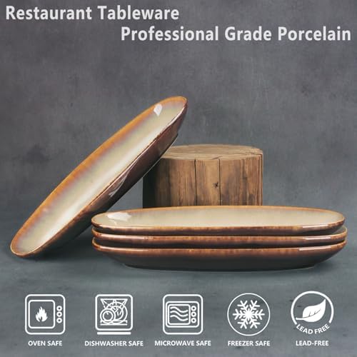Ceramic Serving Platters - Set of 4 Oval Platters for Entertaining