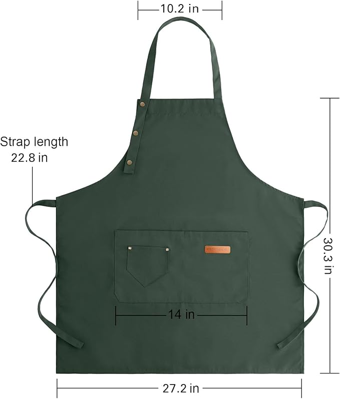 Apron for Men Women with Adjustable Straps and Large Pockets, Canvas Cotton - Image 6