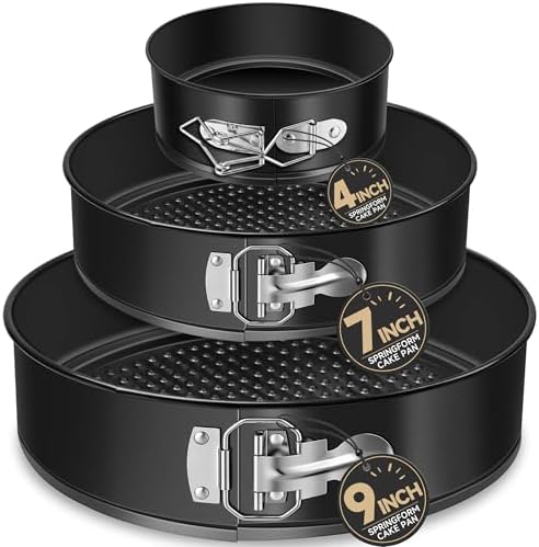 Springform Pan Set, 4, 7, 9 Inch, Removable Bottom for Easy Release