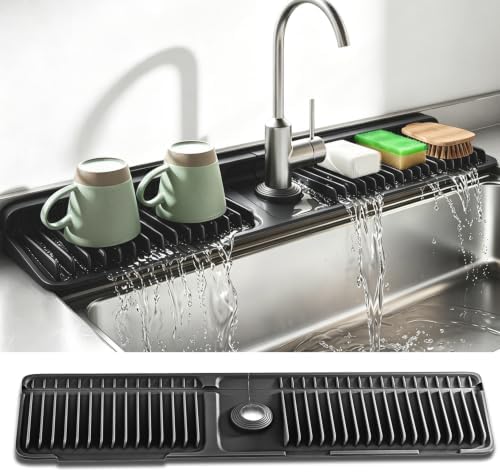 24 Inch Longer Silicone Faucet Mat, 7°Slope Fast Self-draining