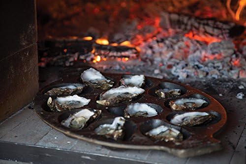 Outset Cast Iron Oyster Grill Pan, 12 Cavities, Black Oyster BBQ and Serving Pan