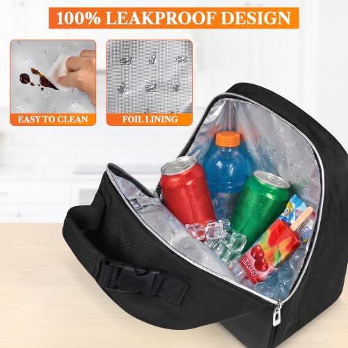 opux Insulated Lunch Box for Kids and Adults, Black