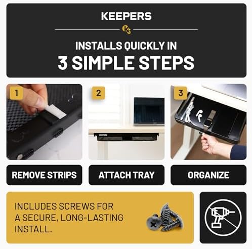 KEEPERS Under Desk Slide-Out Storage Drawer, 13x10x2.5In