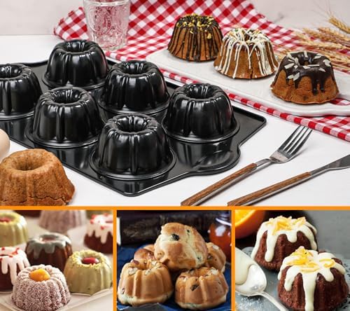 Webake Mini Fluted Cake Pan for Baking, Nonstick 3.5" Small Fluted