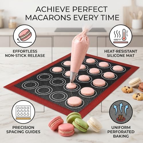 Macaron Baking Mat, Silicone Half Sheet Cookie Baking Mat 30×40cm