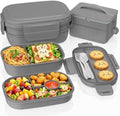 Adults Bento Lunch Box Set with Lunch Bag, Grey