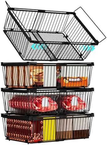 Large Freezer Organizer Bins, 10 to 20 Cu.Ft, 4 Pack