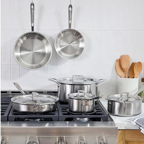 All-Clad D5® Stainless Steel Core 10 Piece Cookware Set- Made in USA- The Upgrade for Supremely Even Heat- Includes Frying Pans, Saucepan, Sautépan, Stockpot -Oven Safe & Induction Compatible
