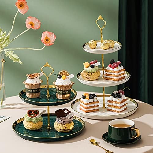 Tosnail Set of 2 Porcelain Cupcake Stand Ceramic Dessert Stand Tiered
